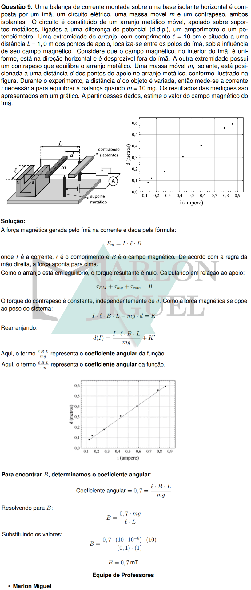 Solução da Questão 9 - 2ª Fase Física