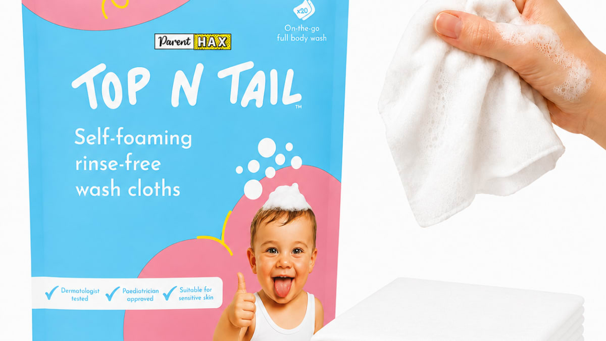 Parent HAX wash cloth cleans kids in two minutes, no bath needed