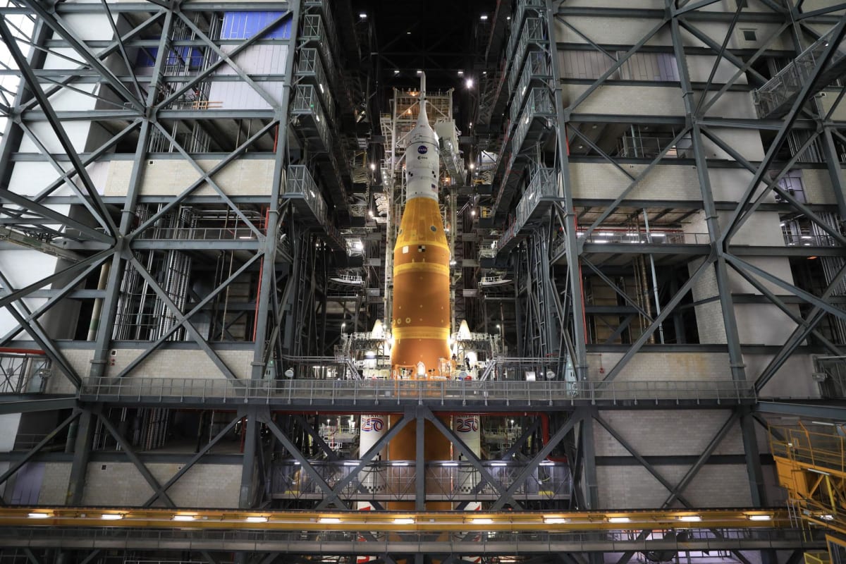 NASA's Moon Rocket Finally Rolls Back to Pad for Historic April Launch