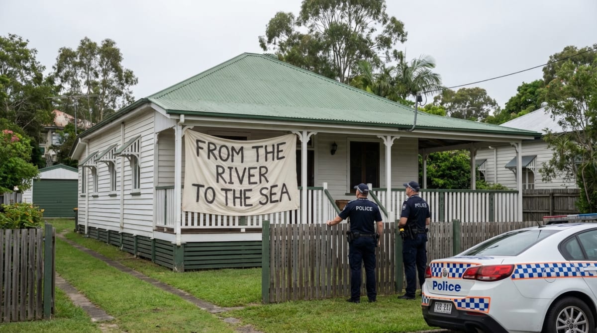 Police raid Brisbane Catholic charity over pro-Palestine banner
