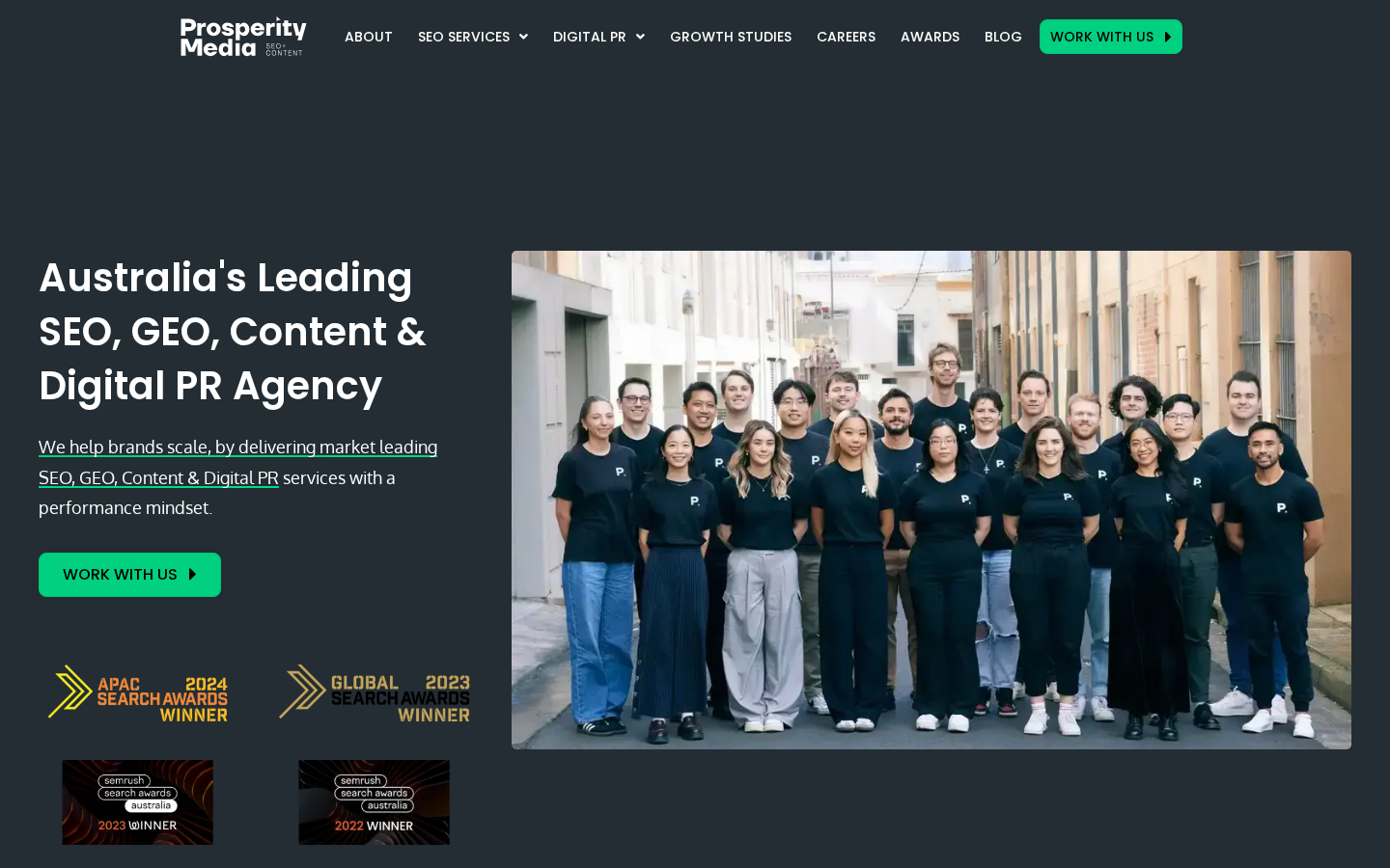 Prosperity Media landing page, captured 1 September 2026