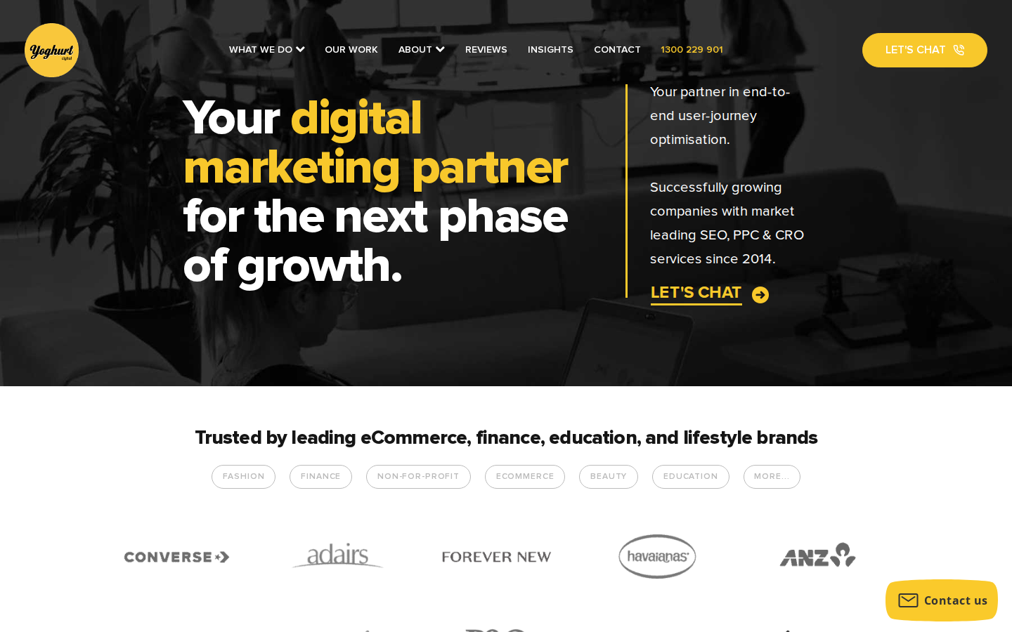 Yoghurt Digital landing page, captured 1 September 2026