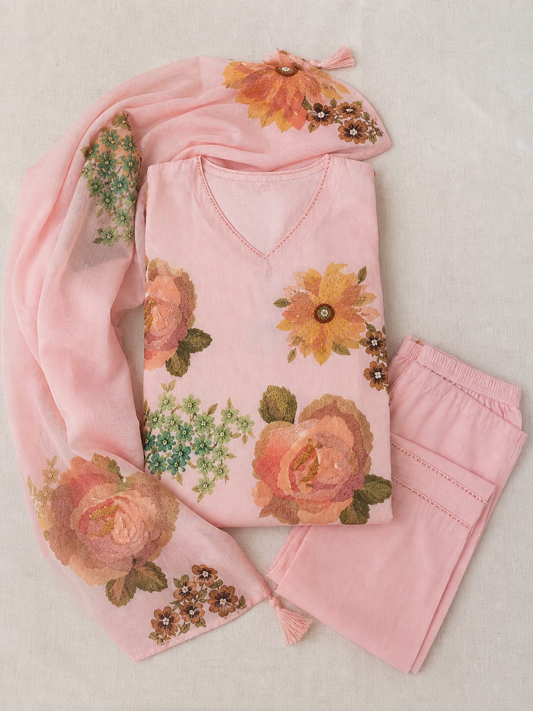 Peach Bloom Pure Linen Set thumbnail 3