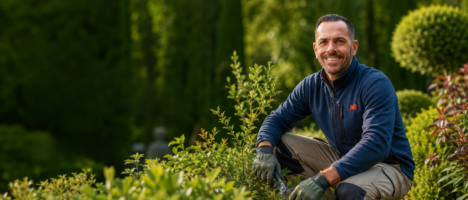Guillaume Martin, paysagiste artisan, dans un jardin provençal