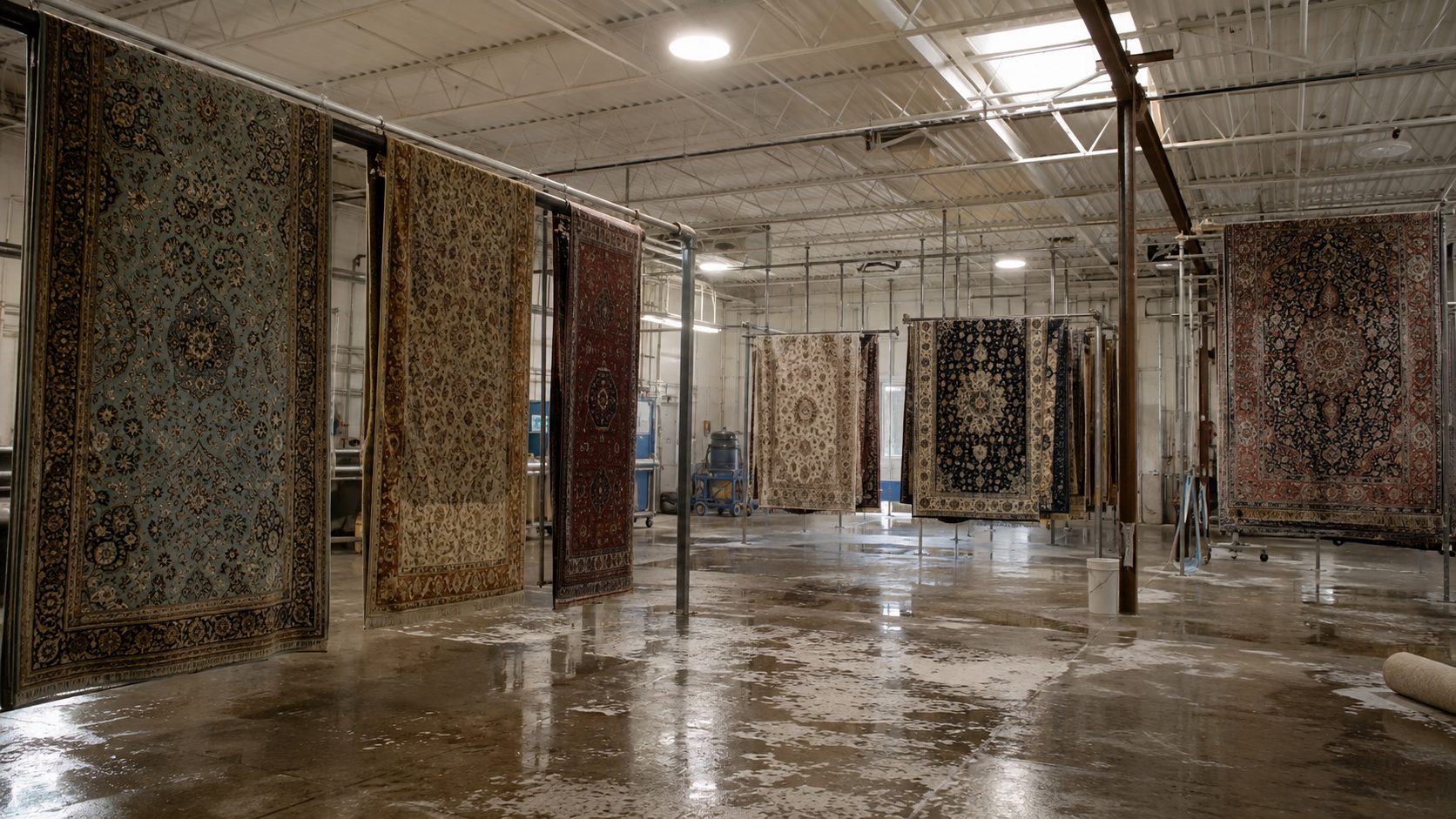 Nettoyage de tapis en atelier