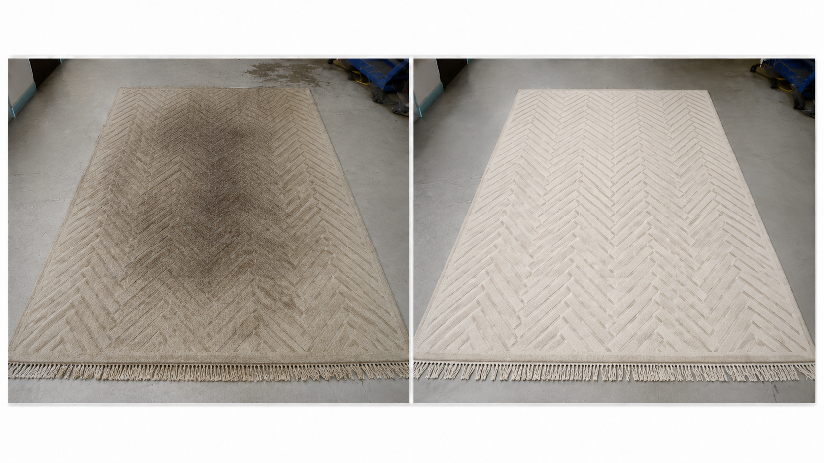 Avant et après nettoyage de tapis — exemple 3