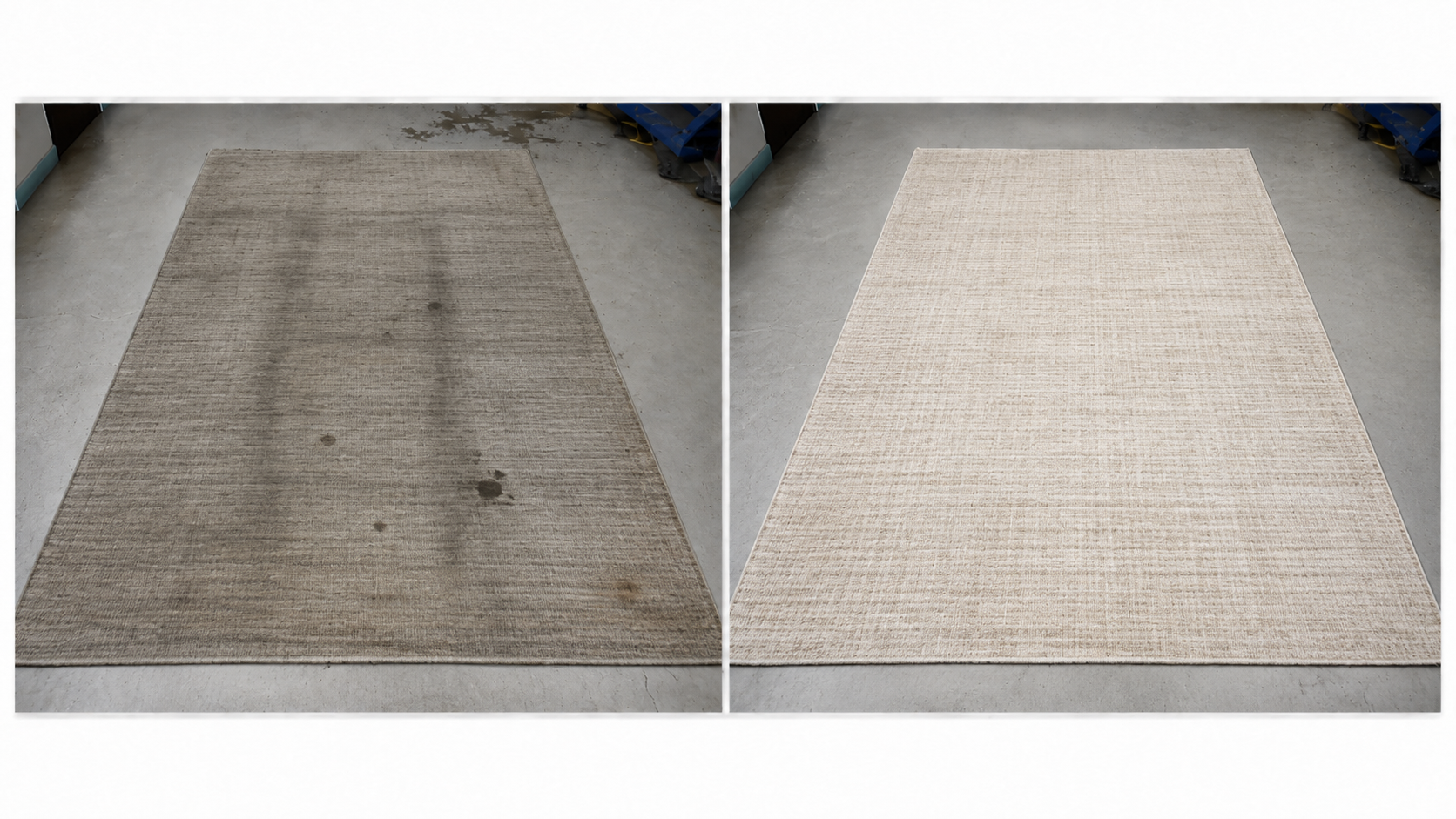 Avant et après nettoyage de tapis — exemple 5
