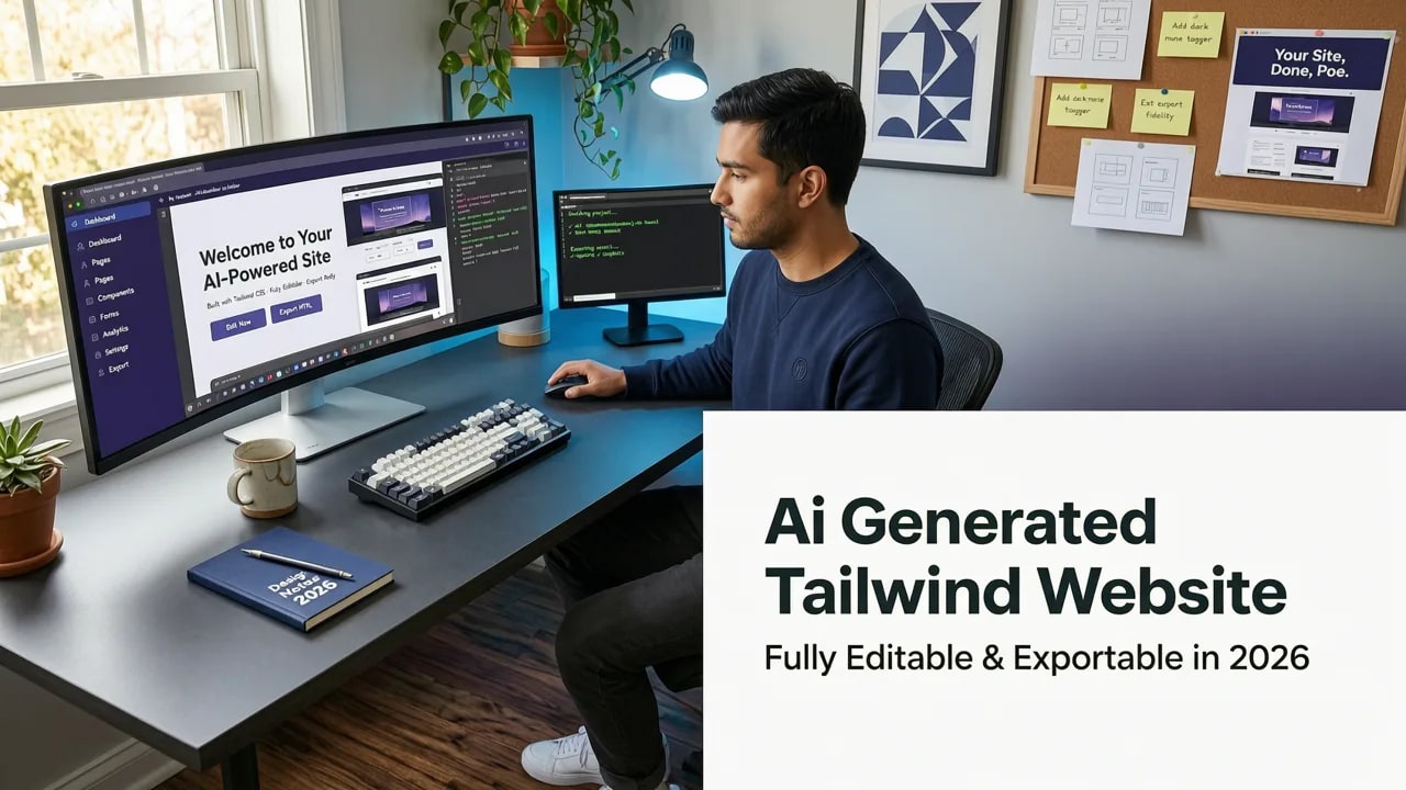 Featured image for AI-Generated Tailwind Website: Fully Editable & Exportable in 2026