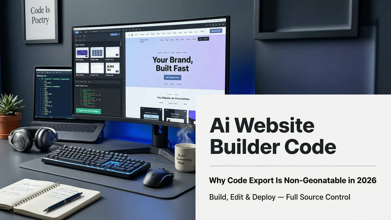 Featured image for AI Website Builder With Code Export — Build, Edit & Deploy in 2026