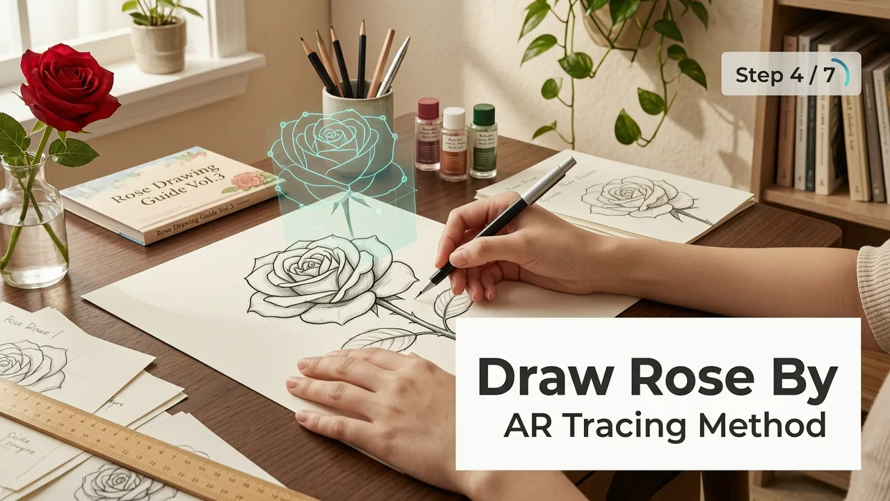 How to Draw a Rose Step by Step Using AR Tracing