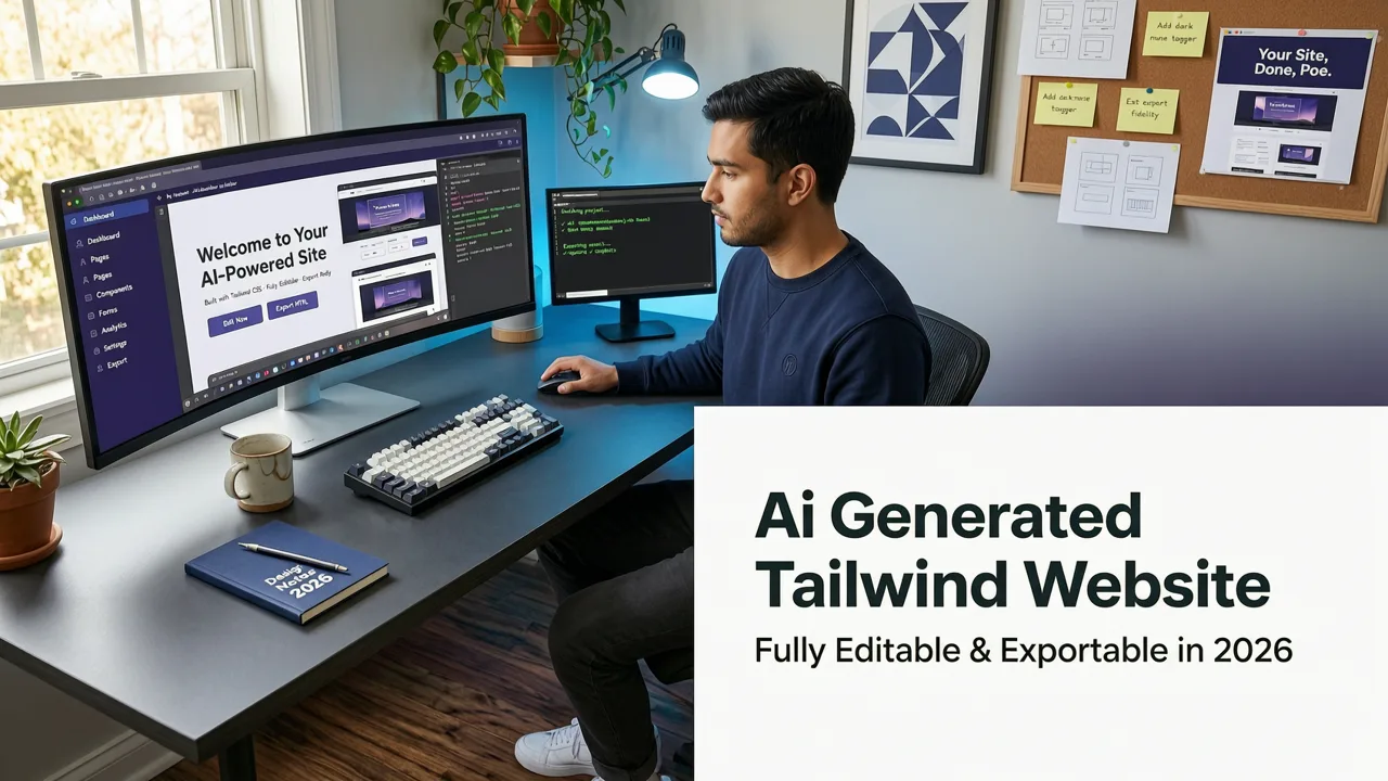 Featured image for AI-Generated Tailwind Website: Fully Editable & Exportable in 2026