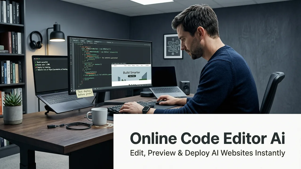 Featured image for Online Code Editor for AI-Generated Websites: Edit, Preview & Deploy