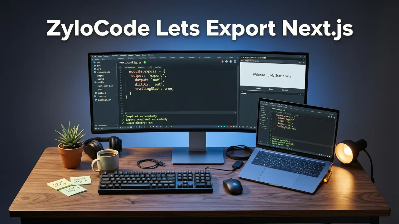 How ZyloCode Lets You Export a Next.js Site — Step by Step (2026 Workflow) - export nextjs site from ai builder