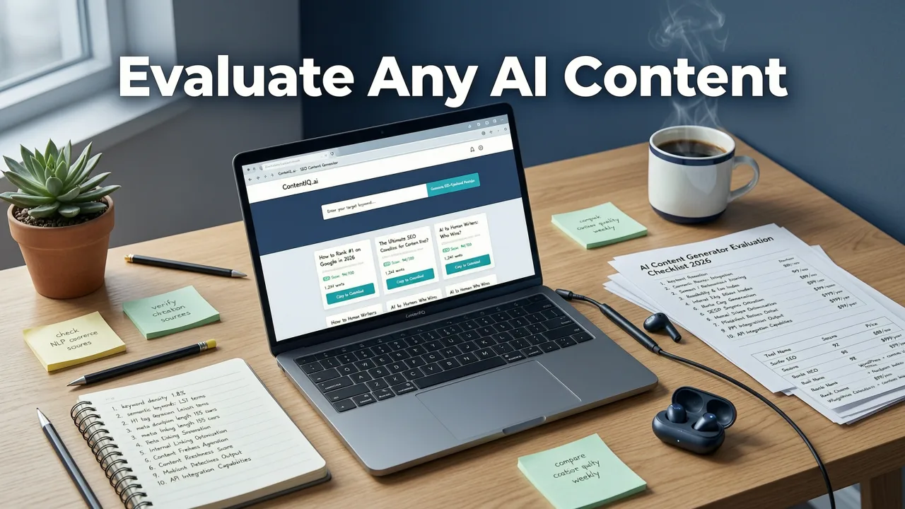 How to Evaluate Any AI Content Generator for SEO-Friendliness (2026 Checklist) - seo-friendly ai content generator