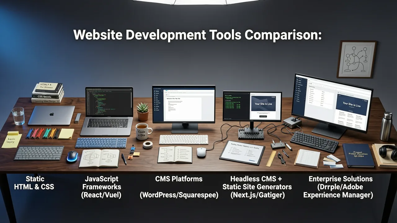 Website Development Tools Comparison: Five Categories, Real-World Trade-Offs - website development tools comparison