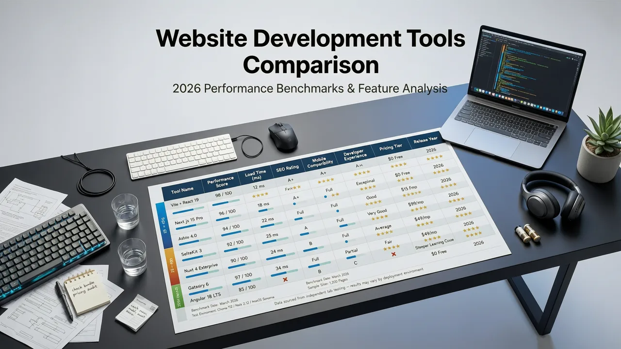 Website Development Tools Comparison Table: 2026 Benchmarks - website development tools comparison