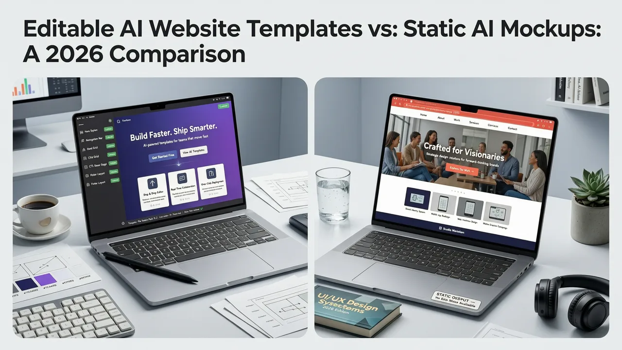 Editable AI Website Templates vs. Static AI Mockups: A 2026 Comparison - editable ai website templates