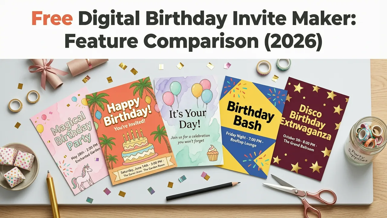 Free Digital Birthday Invite Maker: Feature Comparison (2026) - free digital birthday invite maker