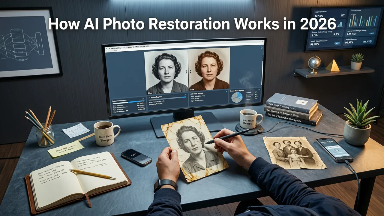 How AI Photo Restoration Works in 2026 - restore old family photos online