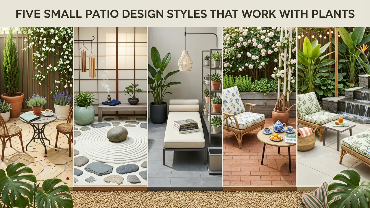 Five Small Patio Design Styles That Work with Plants - small patio design with plants