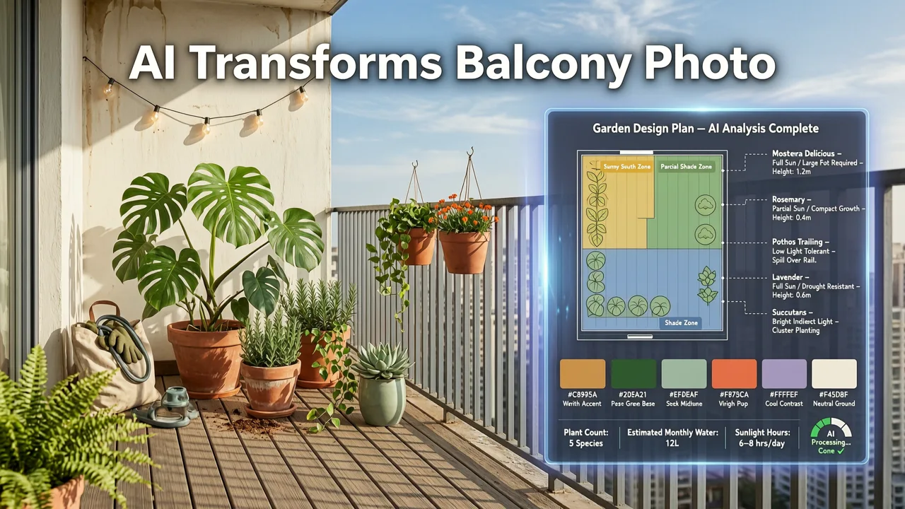 How AI Transforms Your Balcony Photo Into Actionable Garden Concepts - small balcony garden ideas