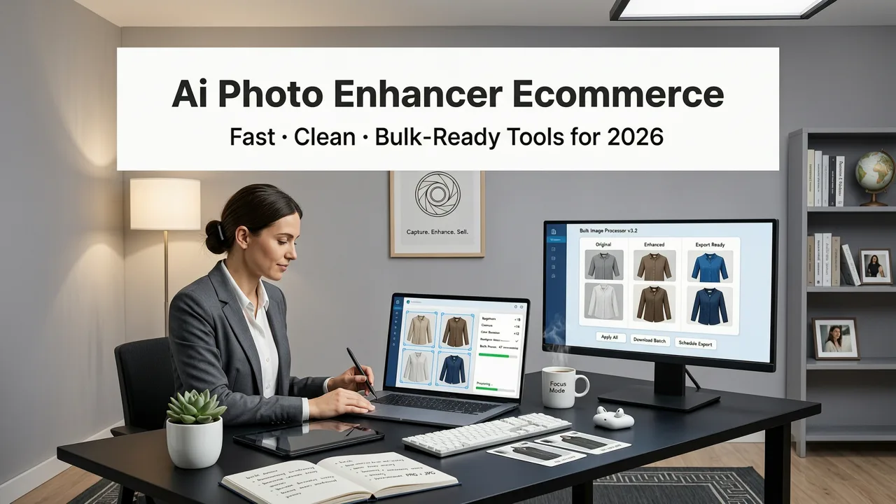 Featured image for Best AI Photo Enhancer for Ecommerce: Fast, Clean, Bulk-Ready (2026)