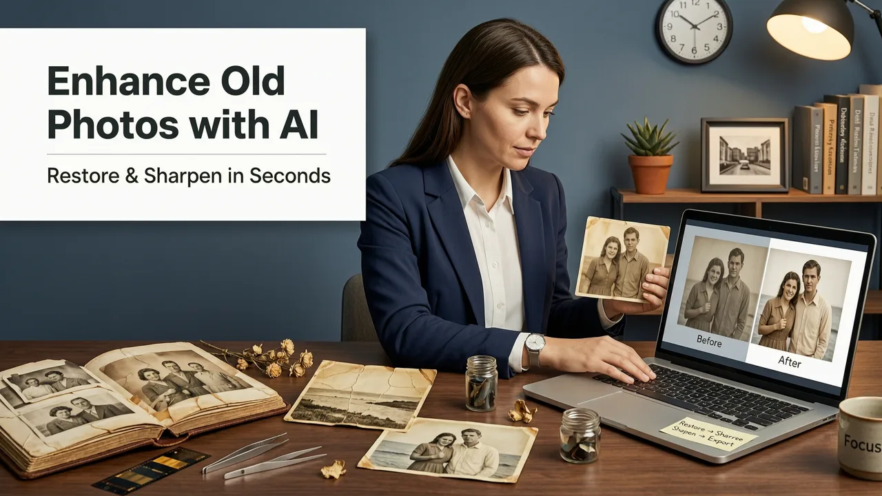 Featured image for Enhance Old Photos with AI — Restore & Sharpen in Seconds (2026)