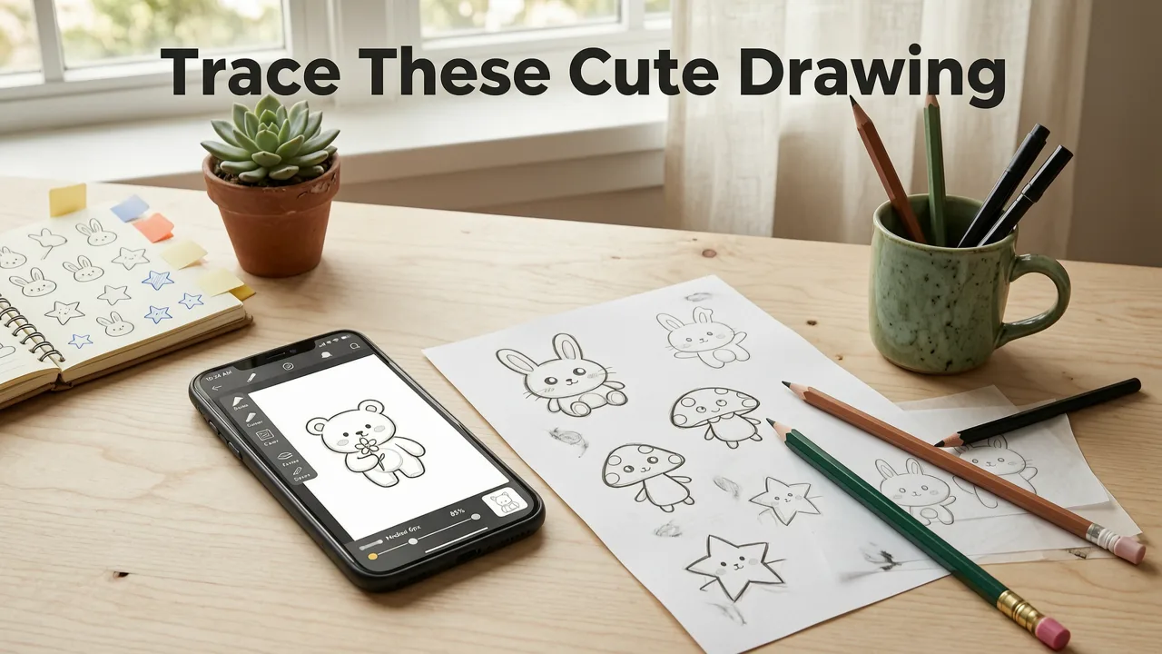 How to Trace These Cute Drawing Ideas with Your Phone - easy cute drawing ideas for beginners