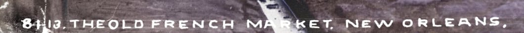 Detail: the caption lettered along the bottom of the negative, 8113, The Old French Market, New Orleans