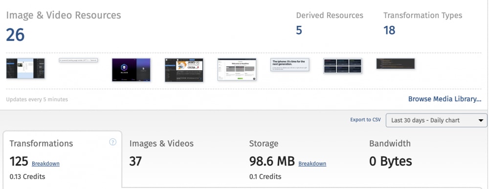Cloudinaryリソース確認