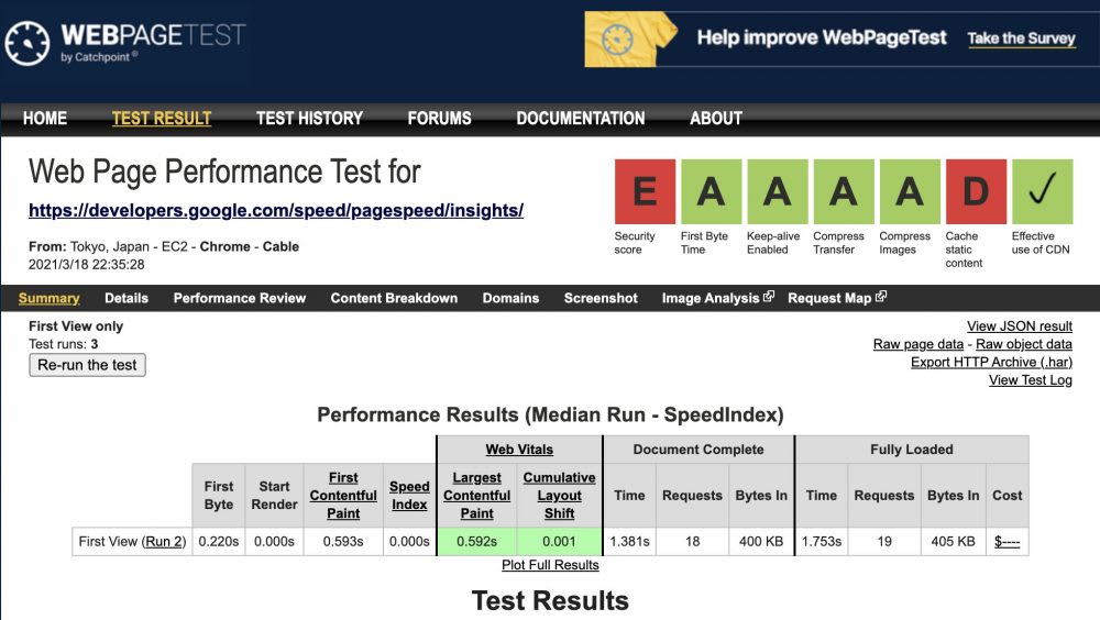 Webサイトの表示速度を計測するツールについて