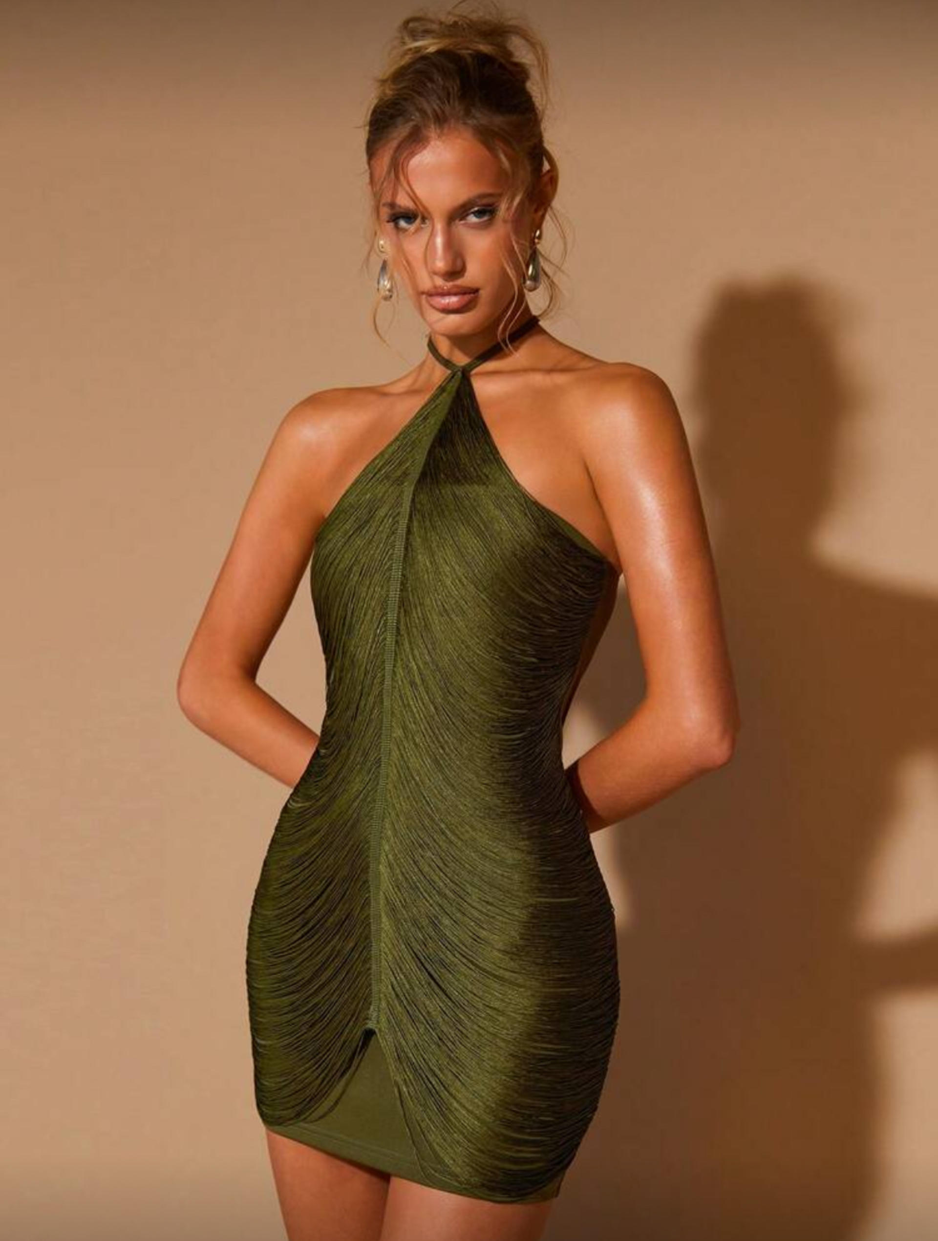 Women's Halter Tie Bodycon Mini Dress.