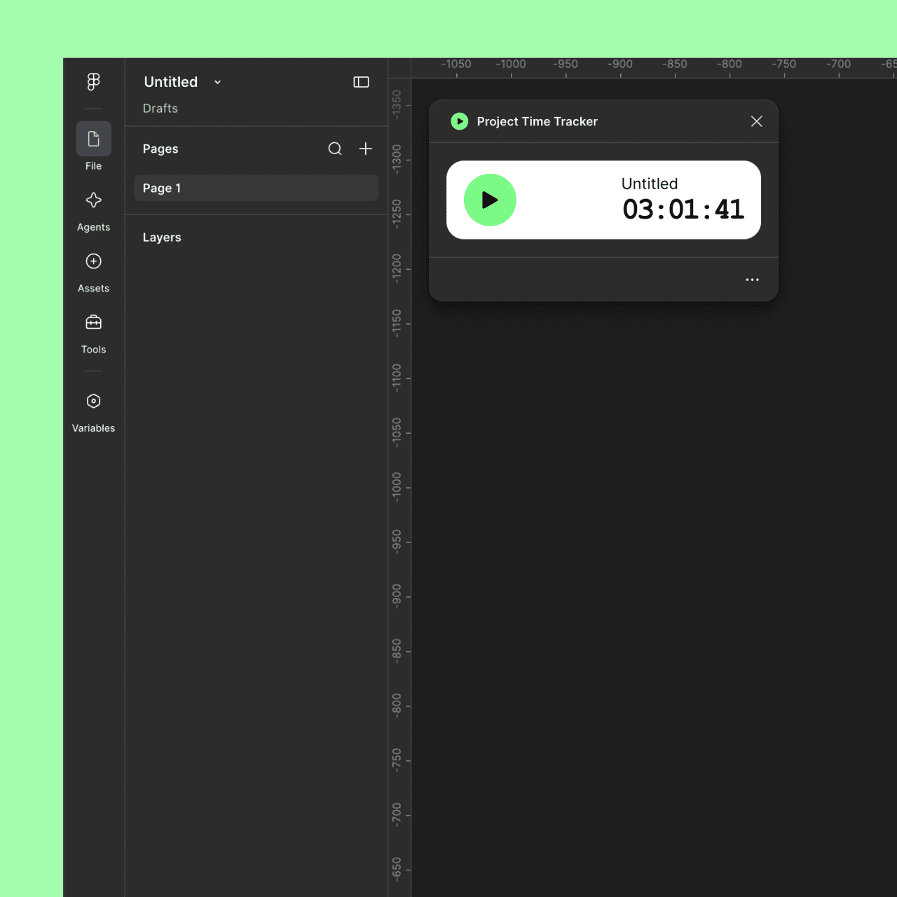 Project time tracker Figma plugin interface