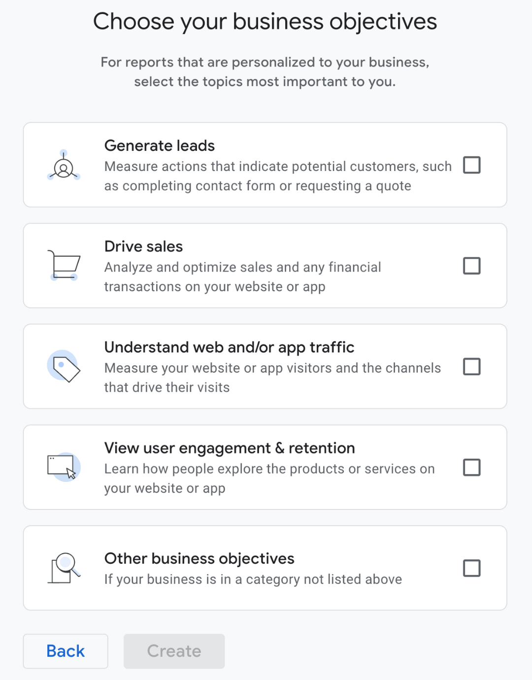 Choosing your business objectives