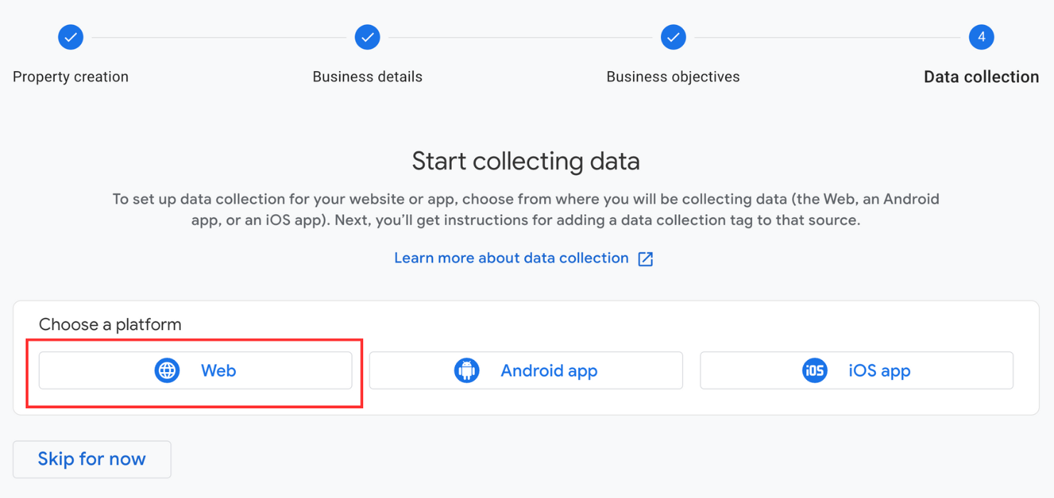 Start collecting data by choosing a platform