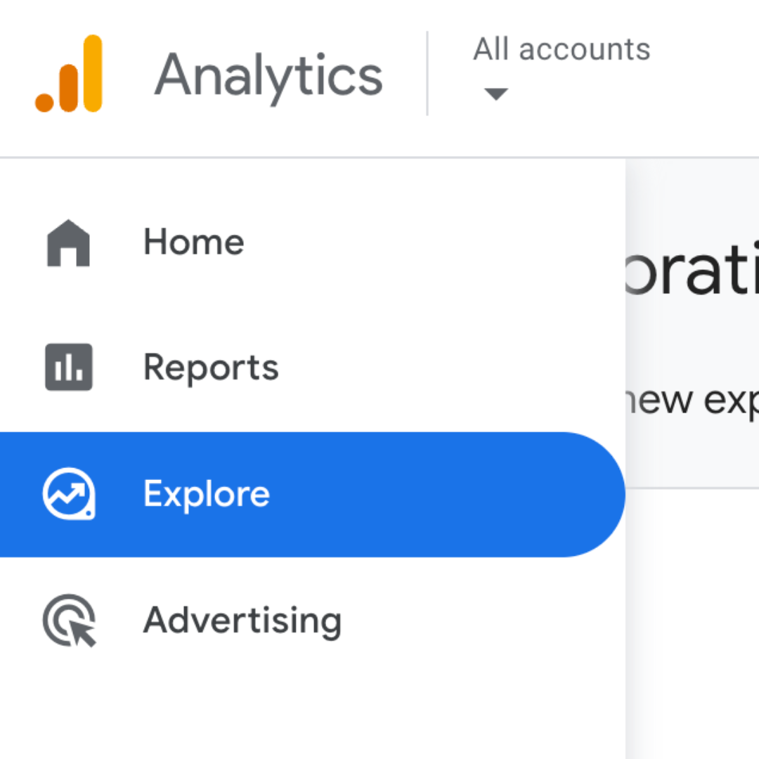 Where to find the explore reports in Google Analytics 4
