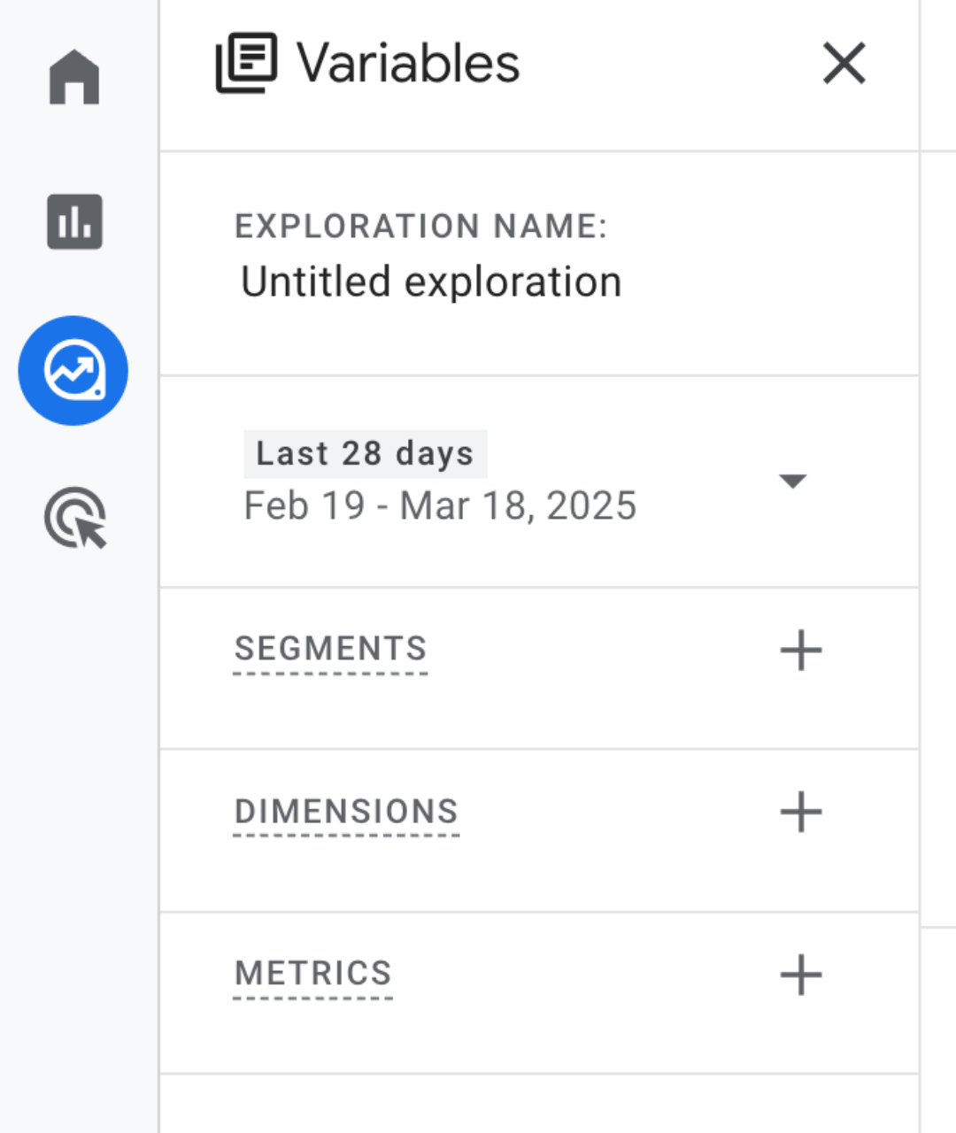 Review of the left side of the exploration reporting dashboard