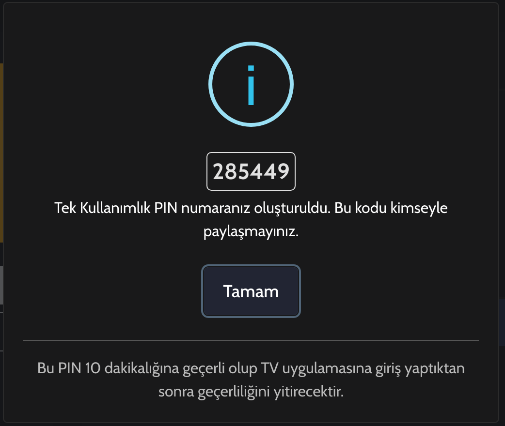 Tek Kullanımlık Pin Kodu