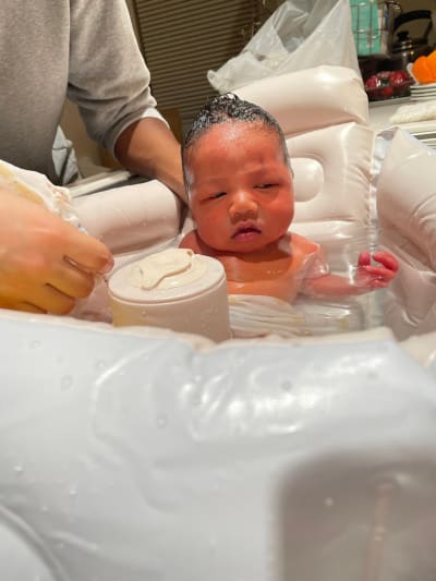 Leo likes taking a bath!