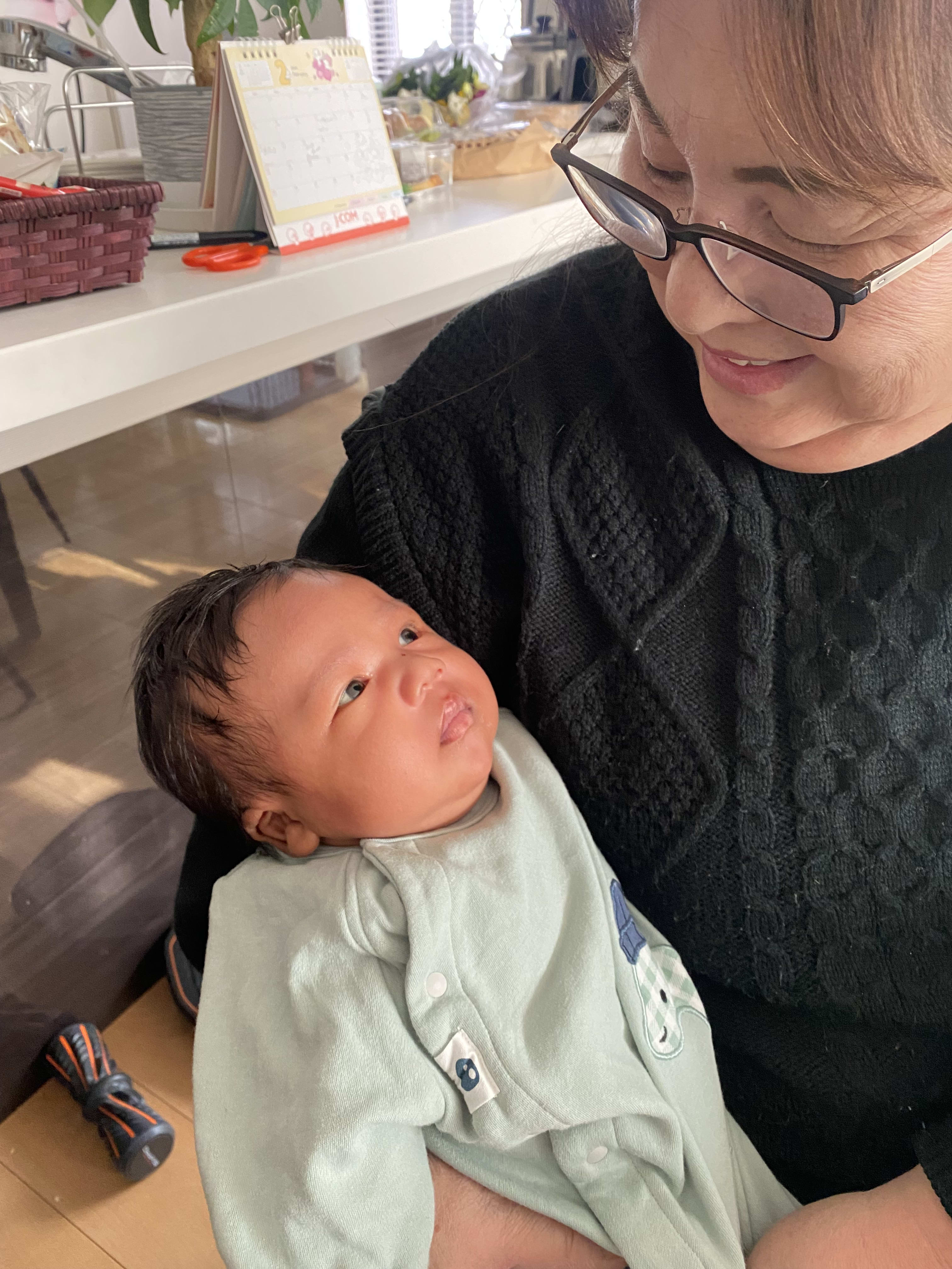 Watching his grandma
