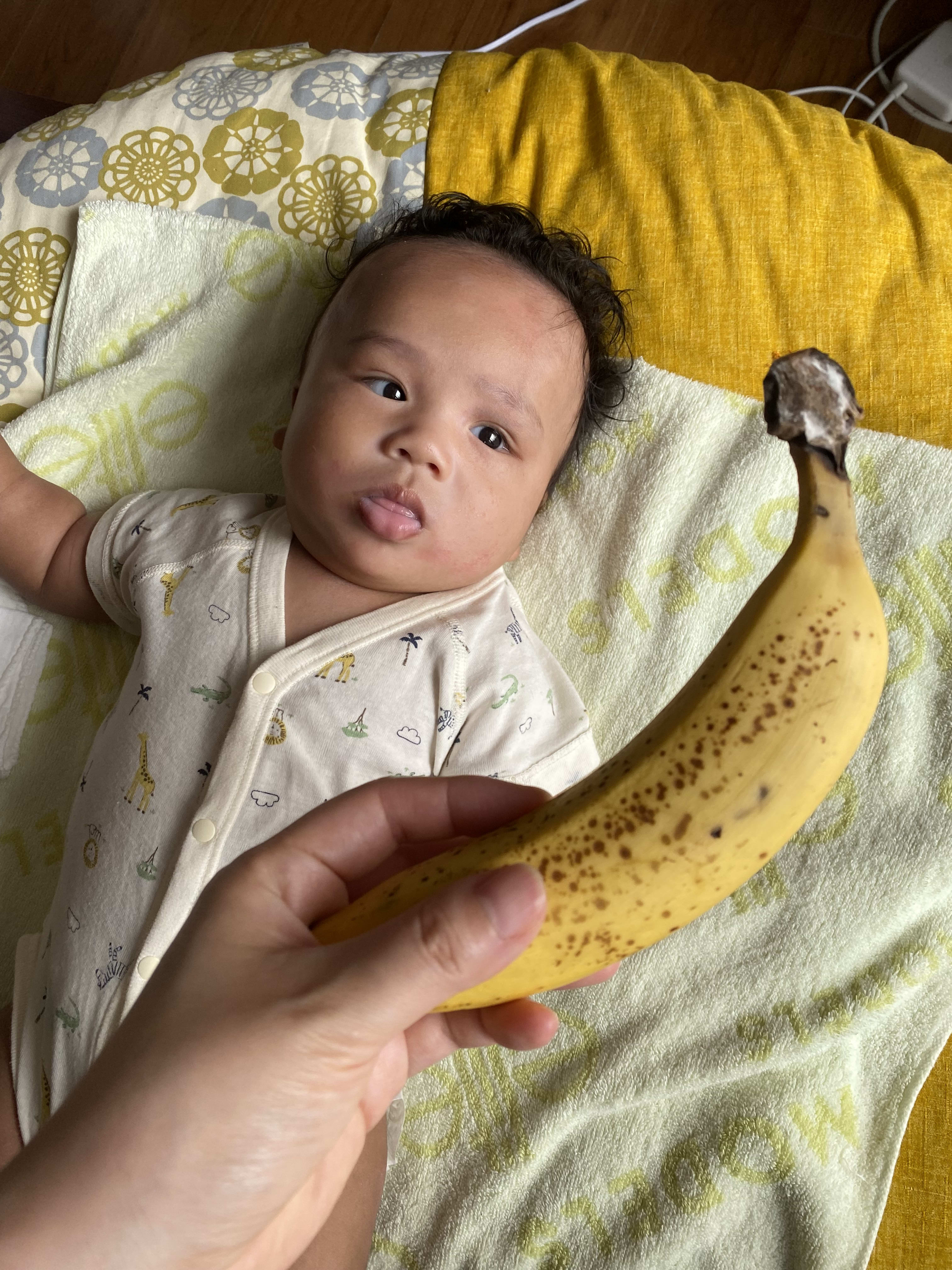 Leo's getting interested in banana!