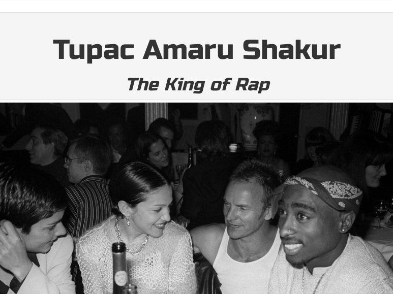 tupac shakur tribute page