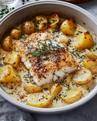 Pomme de terre à la vapeur au poisson