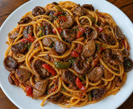 Spaguetti+ foie+ gesier
