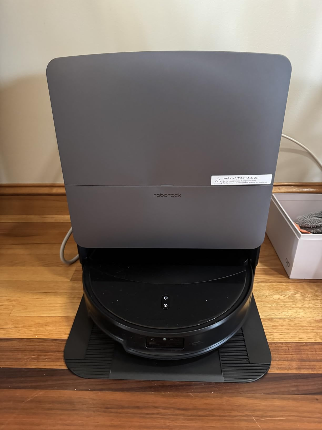 Roborock Saros 20 docked in base station