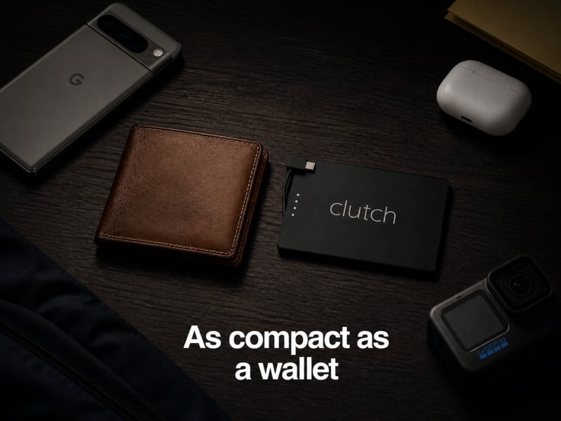 A slim everyday carry power bank next to a modern smartphone