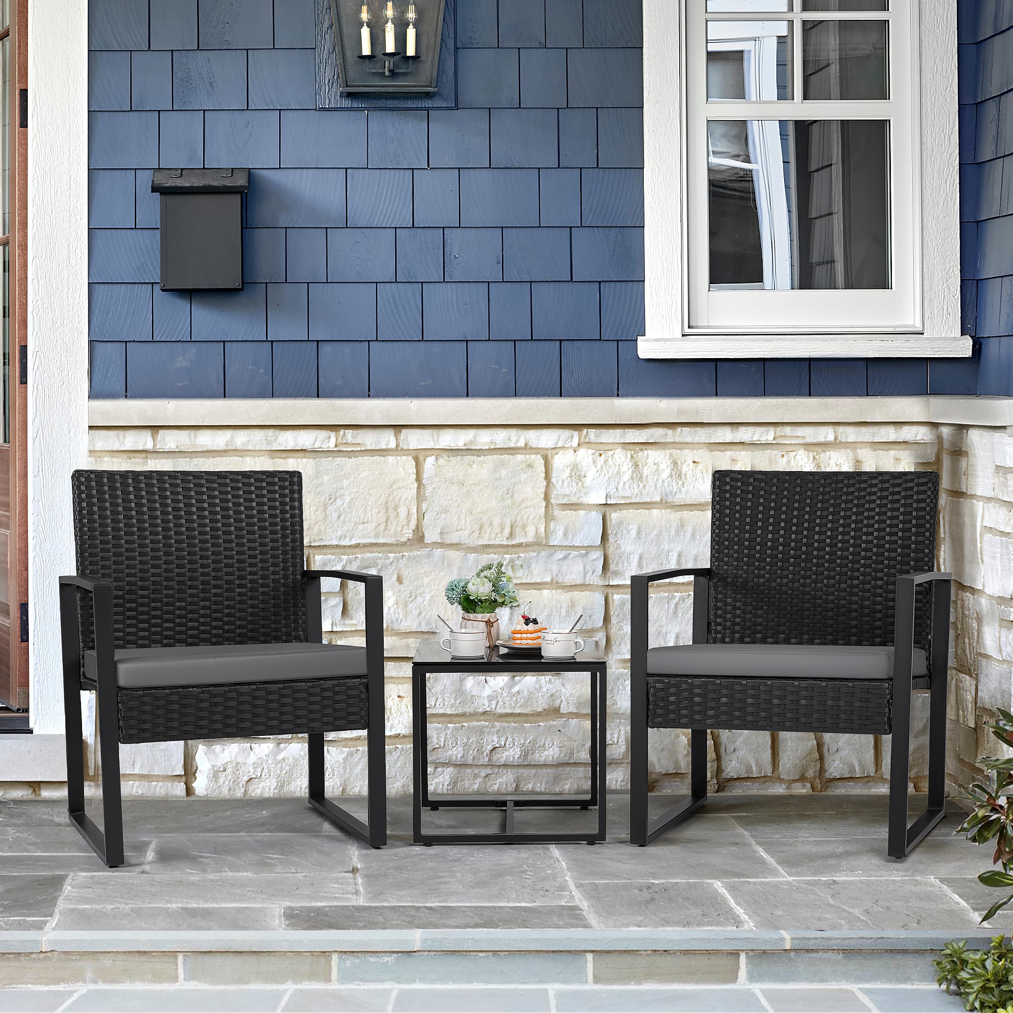 Flamaker 3 Pieces Outdoor Patio Wicker Furniture Set