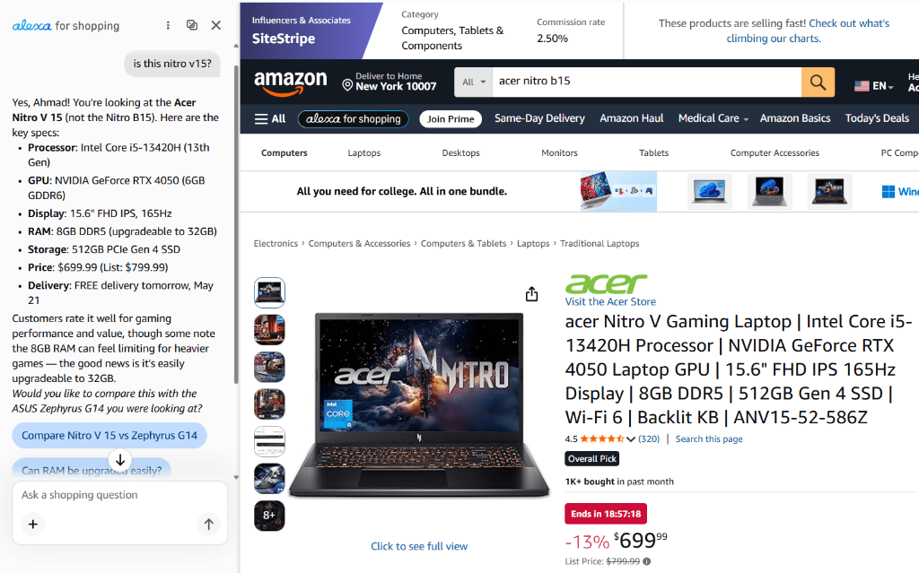 Acer Nitro V 15 Gaming Laptop