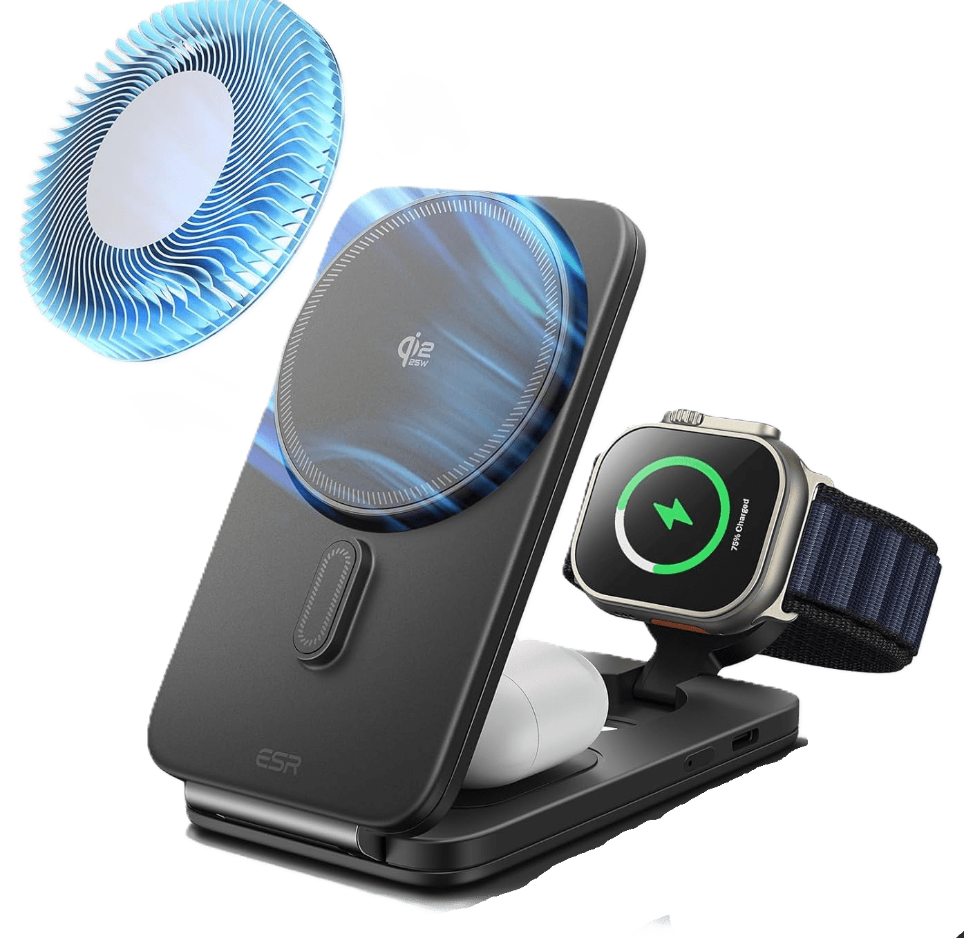 ESR HaloLock 3-in-1 charging station with CryoBoost active cooling