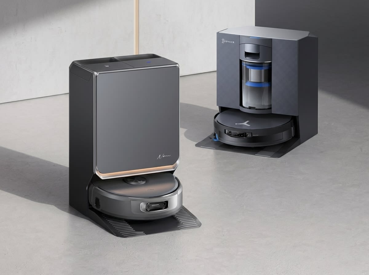 Narwal Flow 2 and Ecovacs Deebot X12 OmniCyclone robot vacuums side by side